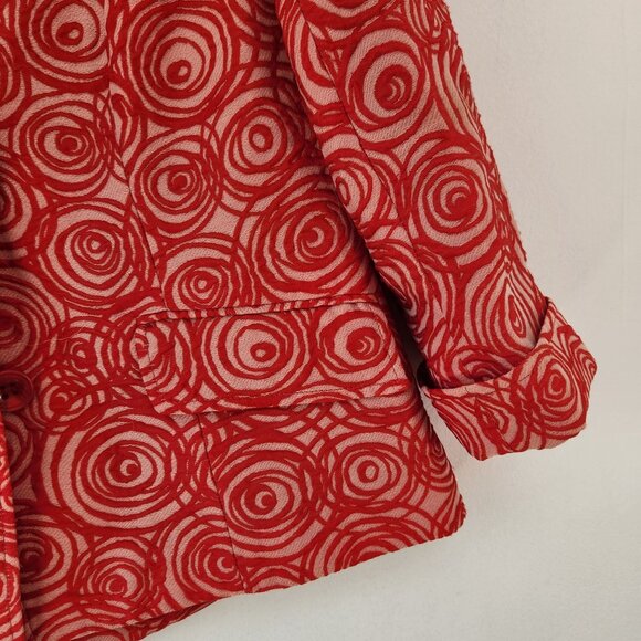 Lafayette 148 Red Blazer Jacket Career Professional Office Swirl Roses Women's 8 - Picture 5 of 9